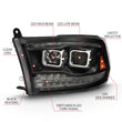Load image into Gallery viewer, ANZO 2009-2018 Dodge Ram 1500 Led Projector Plank Style Switchback H.L Halo Black Amber (OE Style) - Additional View 5