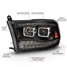 Load image into Gallery viewer, ANZO 2009-2018 Dodge Ram 1500 Led Projector Plank Style Switchback H.L Halo Black Amber (OE Style) - Additional View 5
