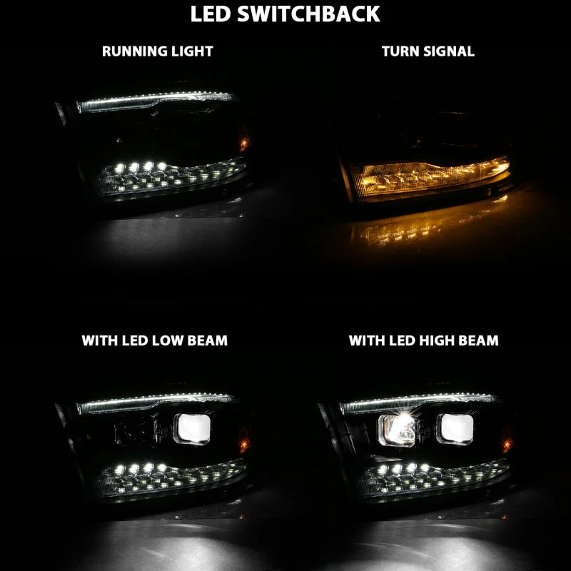 ANZO 2009-2018 Dodge Ram 1500 Led Projector Plank Style Switchback H.L Halo Black Amber (OE Style) - Additional View 6