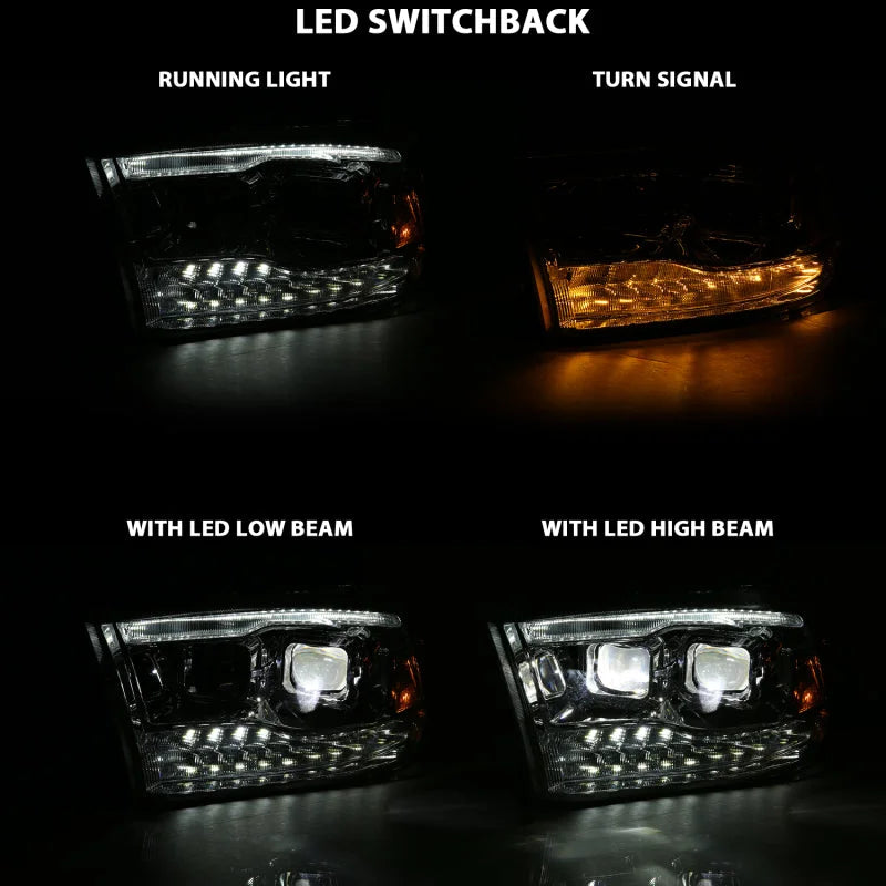 ANZO 2009-2018 Dodge Ram 1500 Led Projector Plank Style Switchback H.L Halo Chrome Amber (OE Style) - Additional View 5
