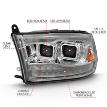 Load image into Gallery viewer, ANZO 2009-2018 Dodge Ram 1500 Led Projector Plank Style Switchback H.L Halo Chrome Amber (OE Style) - Additional View 8