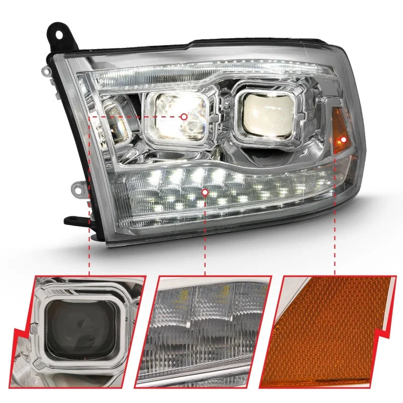 ANZO 2009-2018 Dodge Ram 1500 Projector H.L. Switchback Black Amber - Additional View 11