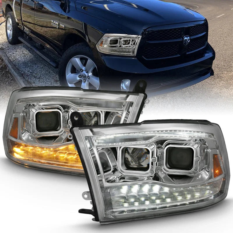 ANZO 2009-2018 Dodge Ram 1500 Projector H.L. Switchback Chrome Amber - Main Product View