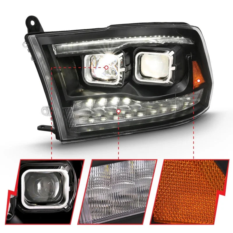 ANZO 2009-2018 Dodge Ram 1500 Projector H.L. Switchback Chrome Amber - Additional View 10