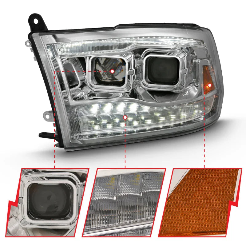 ANZO 2009-2018 Dodge Ram 1500 Projector H.L. Switchback Chrome Amber - Additional View 12