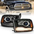Load image into Gallery viewer, ANZO 2009-2018 Dodge Ram 1500 Projector Headlights Plank Style Halo w/Switchback Matte Black - Main Product View