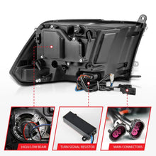 Load image into Gallery viewer, ANZO 2009-2018 Dodge Ram 1500 Projector Headlights Plank Style Halo w/Switchback Matte Black - Back View