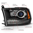 Load image into Gallery viewer, ANZO 2009-2018 Dodge Ram 1500 Projector Headlights Plank Style Halo w/Switchback Matte Black - Additional View 5
