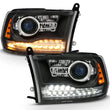 Load image into Gallery viewer, ANZO 2009-2018 Dodge Ram 1500 Projector Headlights Plank Style Halo w/Switchback Matte Black - Additional View 7