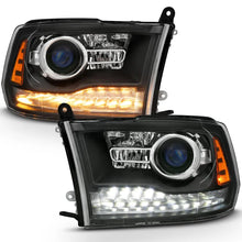Load image into Gallery viewer, ANZO 2009-2018 Dodge Ram 1500 Projector Headlights Plank Style Halo w/Switchback Matte Black - Additional View 7