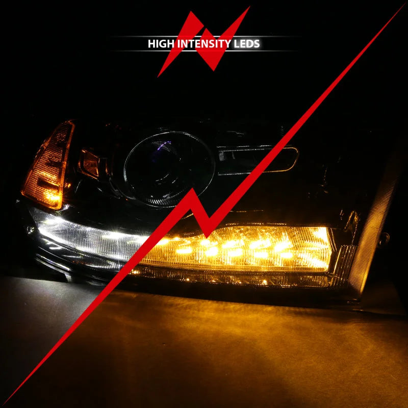ANZO 2009-2018 Dodge Ram 1500 Projector Plank Style Switchback H.L Halo Black Amber (OE Style) - Installation View