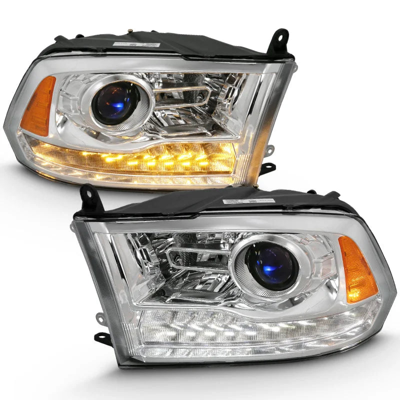 ANZO 2009-2018 Dodge Ram 1500 Projector Plank Style Switchback H.L Halo Chrome Amber (OE Style) - Main Product View