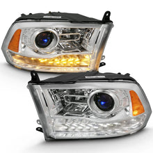 Load image into Gallery viewer, ANZO 2009-2018 Dodge Ram 1500 Projector Plank Style Switchback H.L Halo Chrome Amber (OE Style) - Main Product View