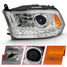 Load image into Gallery viewer, ANZO 2009-2018 Dodge Ram 1500 Projector Plank Style Switchback H.L Halo Chrome Amber (OE Style) - Side View