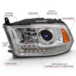 Load image into Gallery viewer, ANZO 2009-2018 Dodge Ram 1500 Projector Plank Style Switchback H.L Halo Chrome Amber (OE Style) - Additional View 5