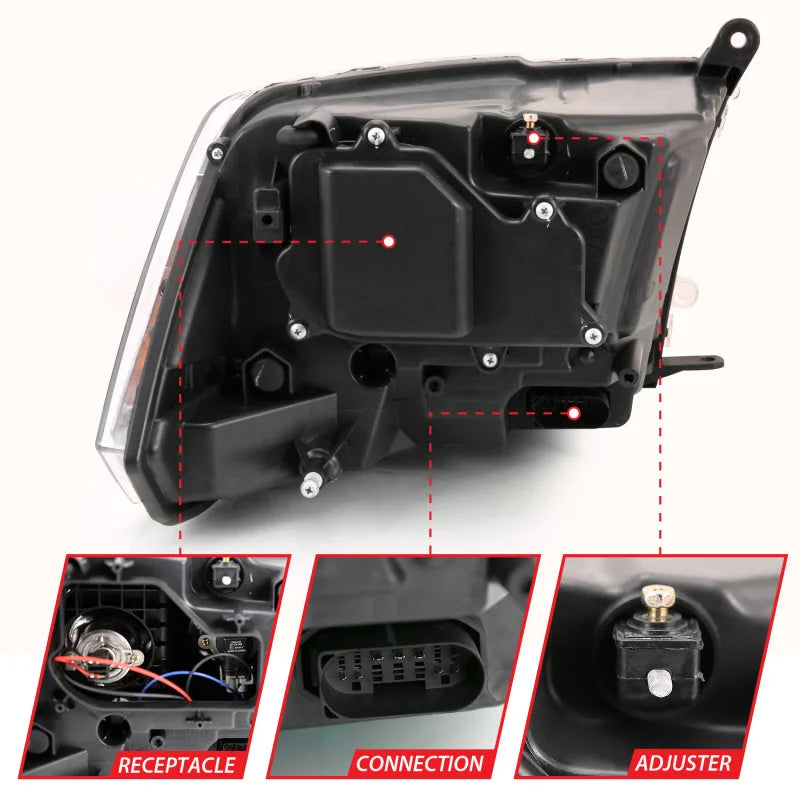 ANZO 2009-2018 Dodge Ram 1500 Projector Plank Style Switchback H.L Halo Chrome Amber (OE Style) - Additional View 6