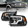 Load image into Gallery viewer, ANZO 2009-2020 Dodge Ram 1500 Full LED Square Projector Headlights w/ Chrome Housing Black Amber - Main Product View