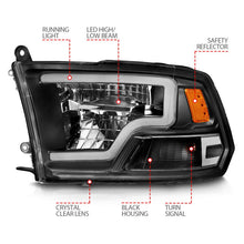 Load image into Gallery viewer, ANZO 2009-2020 Dodge Ram 1500 Full LED Square Projector Headlights w/ Chrome Housing Black Amber - Side View