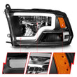 Load image into Gallery viewer, ANZO 2009-2020 Dodge Ram 1500 Full LED Square Projector Headlights w/ Chrome Housing Black Amber - Back View