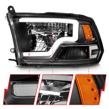 Load image into Gallery viewer, ANZO 2009-2020 Dodge Ram 1500 Full LED Square Projector Headlights w/ Chrome Housing Black Amber - Back View