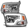 Load image into Gallery viewer, ANZO 2009-2020 Dodge Ram 1500 Full LED Square Projector Headlights w/ Chrome Housing Chrome Amber - Back View