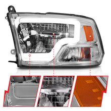 Load image into Gallery viewer, ANZO 2009-2020 Dodge Ram 1500 Full LED Square Projector Headlights w/ Chrome Housing Chrome Amber - Installation View