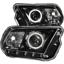 Load image into Gallery viewer, ANZO 2010-2014 Ford Mustang Projector Headlights w/ Halo Black (CCFL) - Main Product View