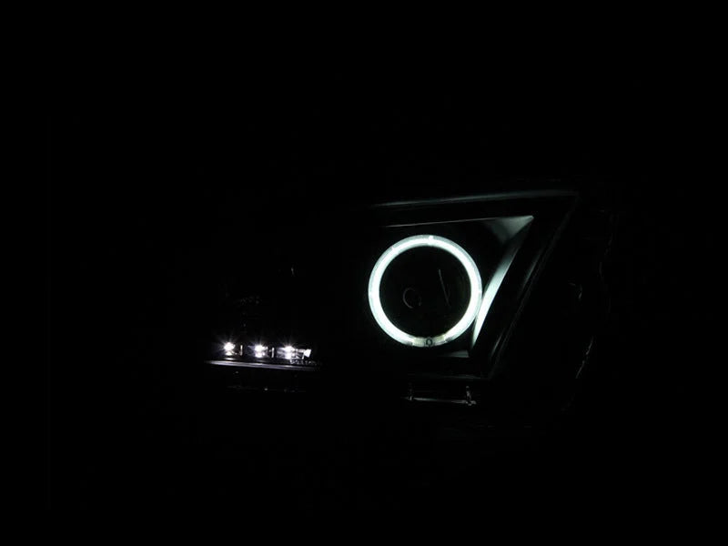 ANZO 2010-2014 Ford Mustang Projector Headlights w/ Halo Black (CCFL) - Side View