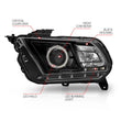 Load image into Gallery viewer, ANZO 2010-2014 Ford Mustang Projector Headlights w/ Halo Black (CCFL) - Back View