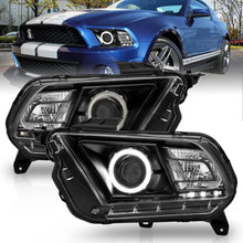 Load image into Gallery viewer, ANZO 2010-2014 Ford Mustang Projector Headlights w/ Halo Black (CCFL) - Installation View