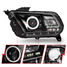 Load image into Gallery viewer, ANZO 2010-2014 Ford Mustang Projector Headlights w/ Halo Black (CCFL) - Additional View 7