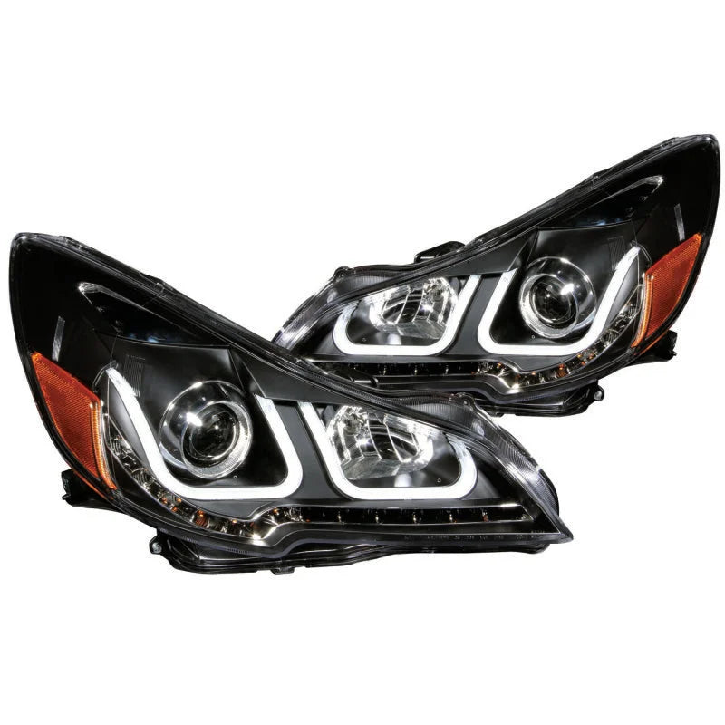 ANZO 2010-2014 Subaru Outback Projector Headlights w/ U-Bar Black - Main Product View