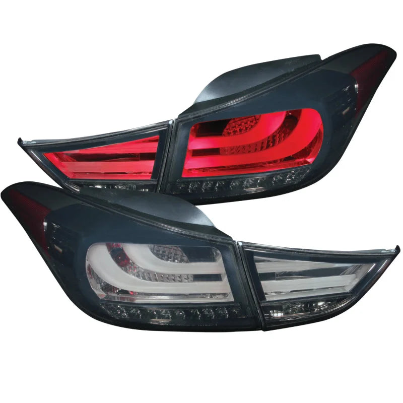 ANZO 2011-2013 Hyundai Elantra LED Taillights Smoke 4pc - Main Product View