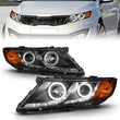Load image into Gallery viewer, ANZO 2011-2013 Kia Optima Projector Headlights w/ Halo Black (CCFL) - Main Product View