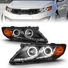 Load image into Gallery viewer, ANZO 2011-2013 Kia Optima Projector Headlights w/ Halo Black (CCFL) - Main Product View
