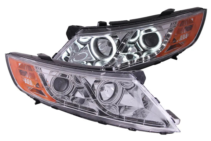 ANZO 2011-2013 Kia Optima Projector Headlights w/ Halo Chrome (CCFL) - Back View