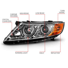 Load image into Gallery viewer, ANZO 2011-2013 Kia Optima Projector Headlights w/ Halo Chrome (CCFL) - Additional View 9