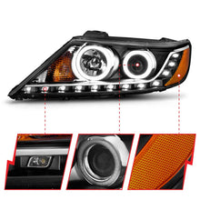 Load image into Gallery viewer, ANZO 2011-2013 Kia Sorento Projector Headlights w/ Halo Black (CCFL) - Additional View 9