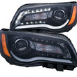 Load image into Gallery viewer, ANZO 2011-2014 Chrysler 300 Projector Headlights w/ Plank Style Design Black - Main Product View