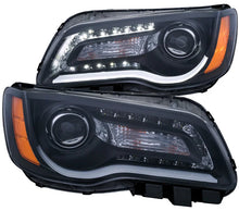Load image into Gallery viewer, ANZO 2011-2014 Chrysler 300 Projector Headlights w/ Plank Style Design Black - Main Product View