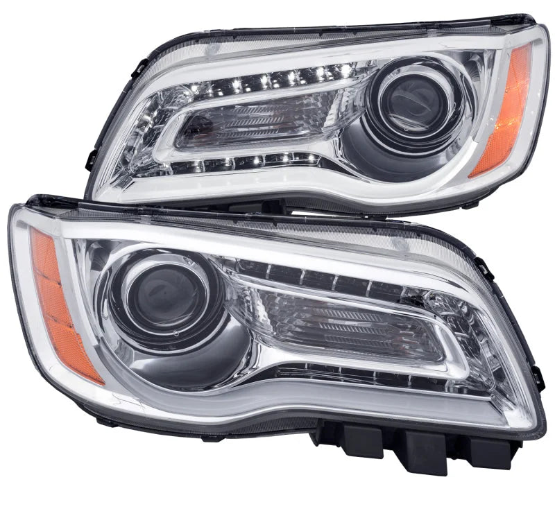 ANZO 2011-2014 Chrysler 300 Projector Headlights w/ Plank Style Design Chrome - Main Product View