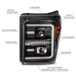 Load image into Gallery viewer, ANZO 2011-2016 Ford F250 Projector Headlights w/ Plank Style Switchback Black w/ Amber - Back View