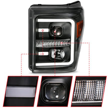 Load image into Gallery viewer, ANZO 2011-2016 Ford F250 Projector Headlights w/ Plank Style Switchback Black w/ Amber - Additional View 5