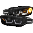 Load image into Gallery viewer, ANZO 2012-2015 BMW 3 Series Projector Headlights w/ U-Bar Black - Side View