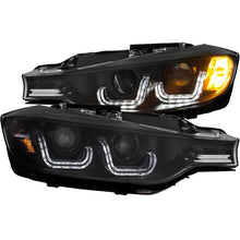 Load image into Gallery viewer, ANZO 2012-2015 BMW 3 Series Projector Headlights w/ U-Bar Black - Side View