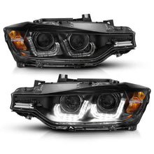 Load image into Gallery viewer, ANZO 2012-2015 BMW 3 Series Projector Headlights w/ U-Bar Black - Back View