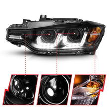 Load image into Gallery viewer, ANZO 2012-2015 BMW 3 Series Projector Headlights w/ U-Bar Black - Additional View 5