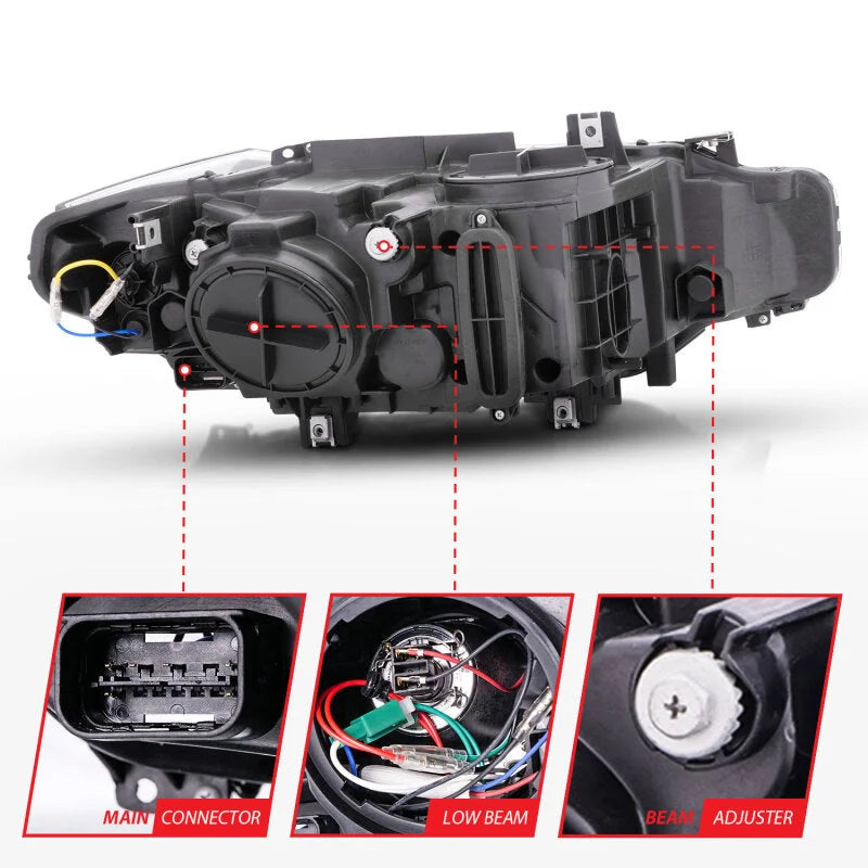 ANZO 2012-2015 BMW 3 Series Projector Headlights w/ U-Bar Black - Additional View 9