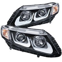 Load image into Gallery viewer, ANZO 2012-2015 Honda Civic Projector Headlights w/ U-Bar Black - Main Product View