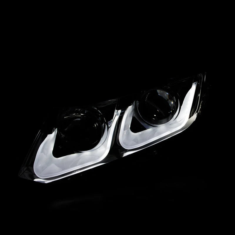 ANZO 2012-2015 Honda Civic Projector Headlights w/ U-Bar Black - Side View